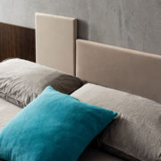 Single bed / contemporary / fabric / with upholstered headboard